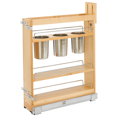 Rev-A-Shelf 448UT 5" Base Cabinet Pullout Organizer w/ Utensil Holder (Open Box)