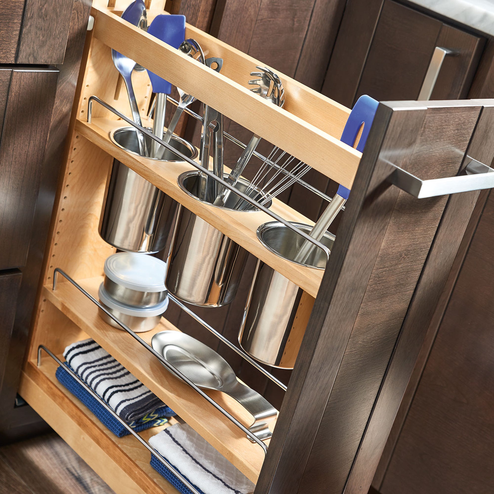 Rev-A-Shelf 448UT 5" Base Cabinet Pullout Organizer w/ Utensil Holder (Open Box)