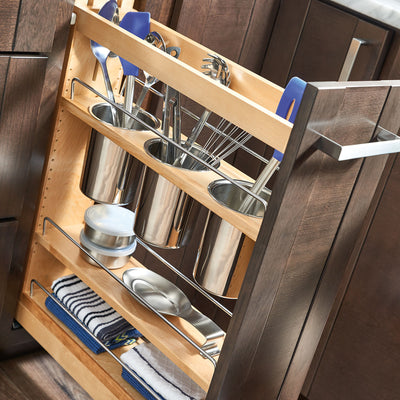 Rev-A-Shelf 448UT 5" Base Cabinet Pullout Organizer w/ Utensil Holder (Open Box)