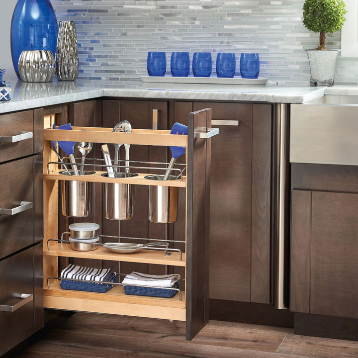 Rev-A-Shelf 5" Pullout Kitchen Cabinet Organizer with Soft-close, 448UT-BCSC5C