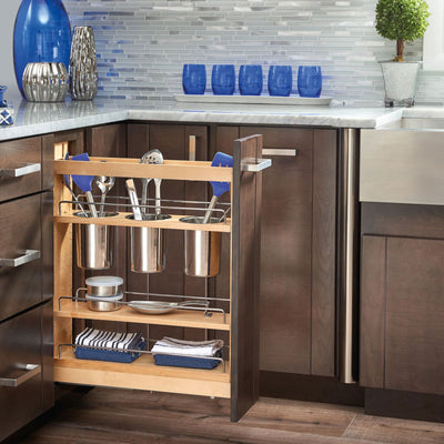 Rev-A-Shelf 448UT 5" Base Cabinet Pullout Organizer w/ Utensil Holder (Used)