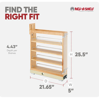 Rev-A-Shelf 5'' Pullout Kitchen Cabinet Organizer Soft-close, 448-BCBBSC-5C