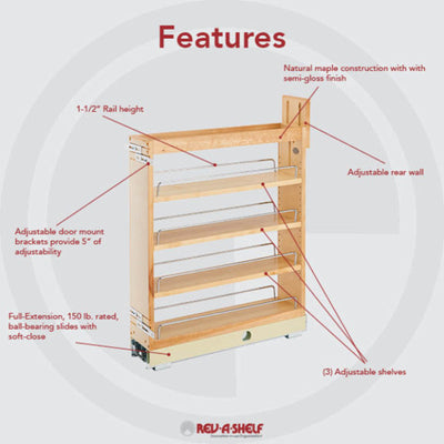 Rev-A-Shelf 448-BCBBSC-5C 5" Pull Out Cabinet Organizer w/ Shelves (Open Box)
