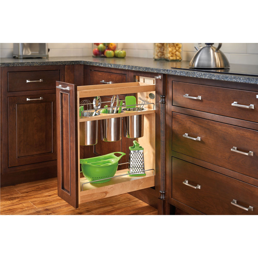 Rev-A-Shelf 8" Pullout Kitchen Cabinet Organizer with Soft-Close, 448UT-BCSC8C