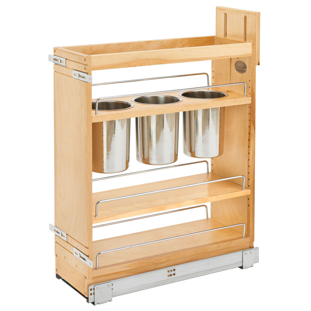 Rev-A-Shelf 8" Pullout Kitchen Cabinet Organizer with Soft-Close, 448UT-BCSC8C