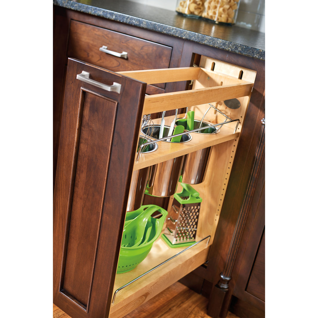 Rev-A-Shelf 8" Pullout Kitchen Cabinet Organizer with Soft-Close, 448UT-BCSC8C