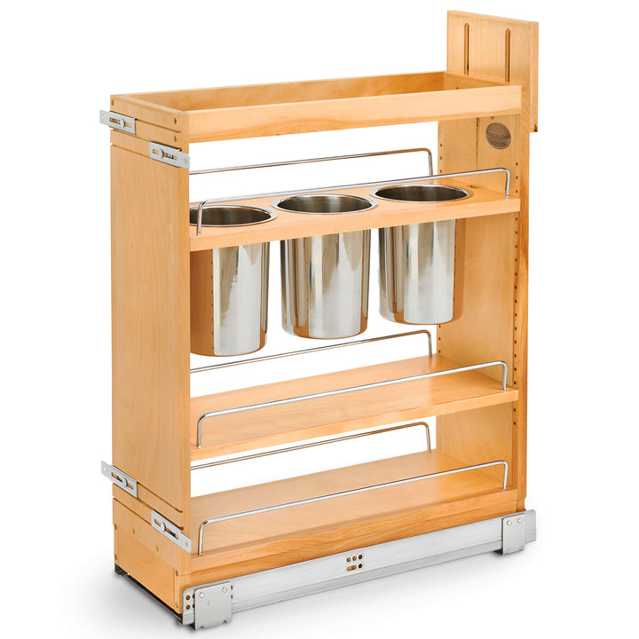 Rev-A-Shelf 8" Pullout Kitchen Cabinet Organizer with Soft-Close, 448UT-BCSC8C