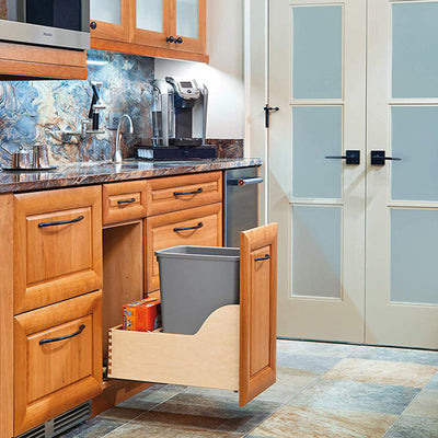 Rev-A-Shelf Single Pullout Trash Can 35 qt. w/ Soft-close Slides, 4WCSC-1535DM-1 - VMInnovations