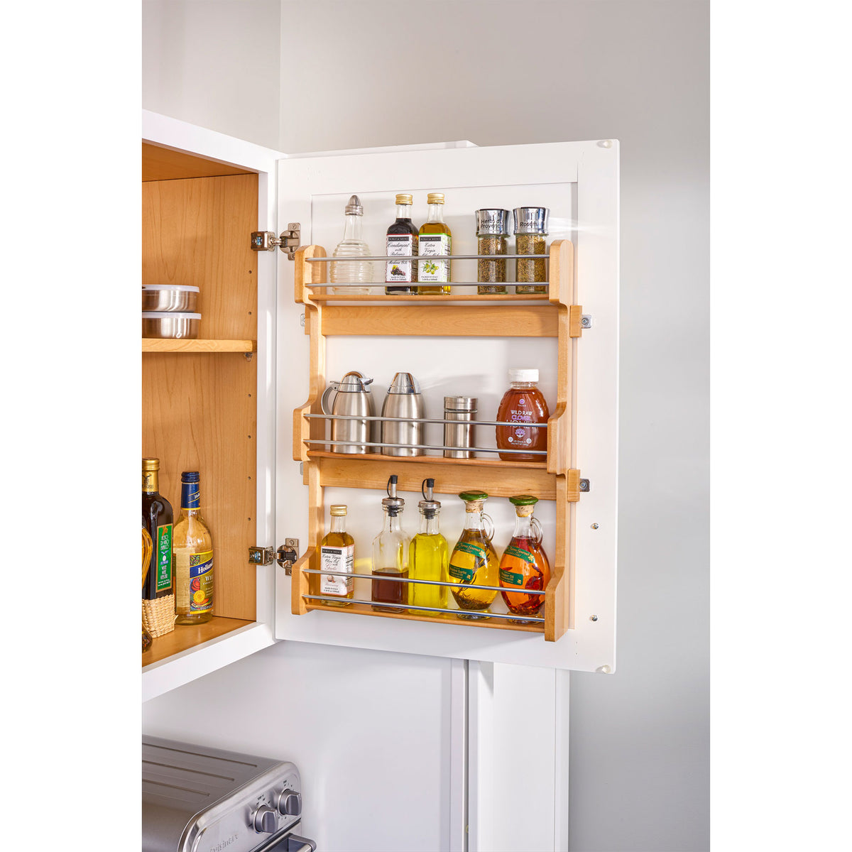 Rev-A-Shelf 4SR-18 18" Cabinet Door Mount Wood 3-Shelf Spice Rack (Open Box)