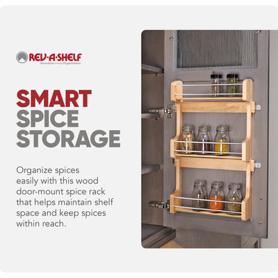 Rev-A-Shelf 4SR-18 18" Cabinet Door Mount Wood 3-Shelf Spice Rack (Open Box)
