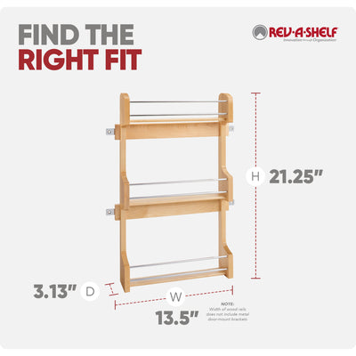 Rev-A-Shelf 4SR-18 18" Cabinet Door Mount Wood 3-Shelf Spice Rack (Open Box)