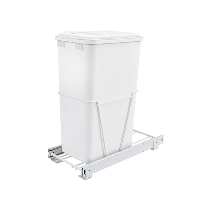 Rev A Shelf Single 50 Quart Mounted Pullout Waste Bin with Lid, White (Open Box)