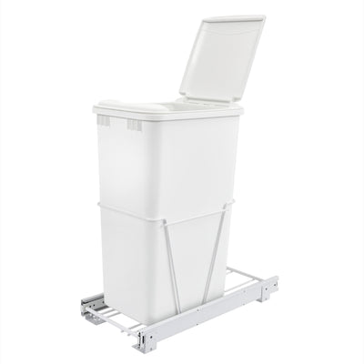 Rev A Shelf Single 50 Quart Mounted Pullout Waste Bin with Lid, White (Open Box)