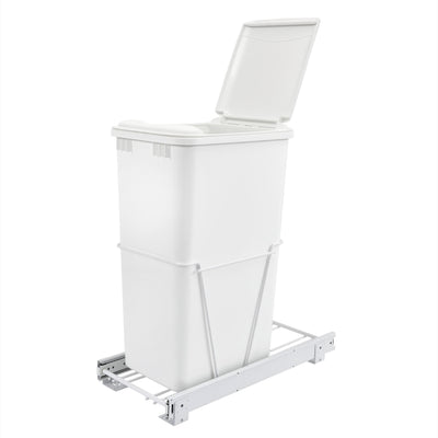 Rev-A-Shelf Pullout 50 qt. Sliding Trash Can for Kitchen, White, RV-12PB-50 S