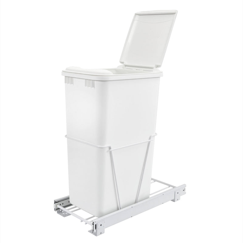 Rev-A-Shelf Pull Out 50 Qt Sliding Trash Can for Kitchen, White, RV-12PB-50 S