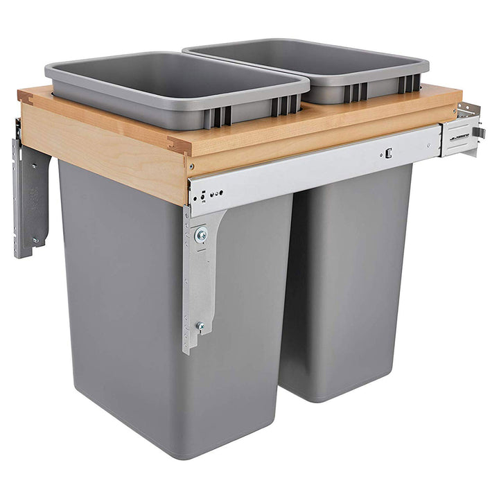 Rev-A-Shelf Pullout Top Mount Trash Can w/ Soft-close, 50 qt, 4WCTM-2150BBSCDM-2