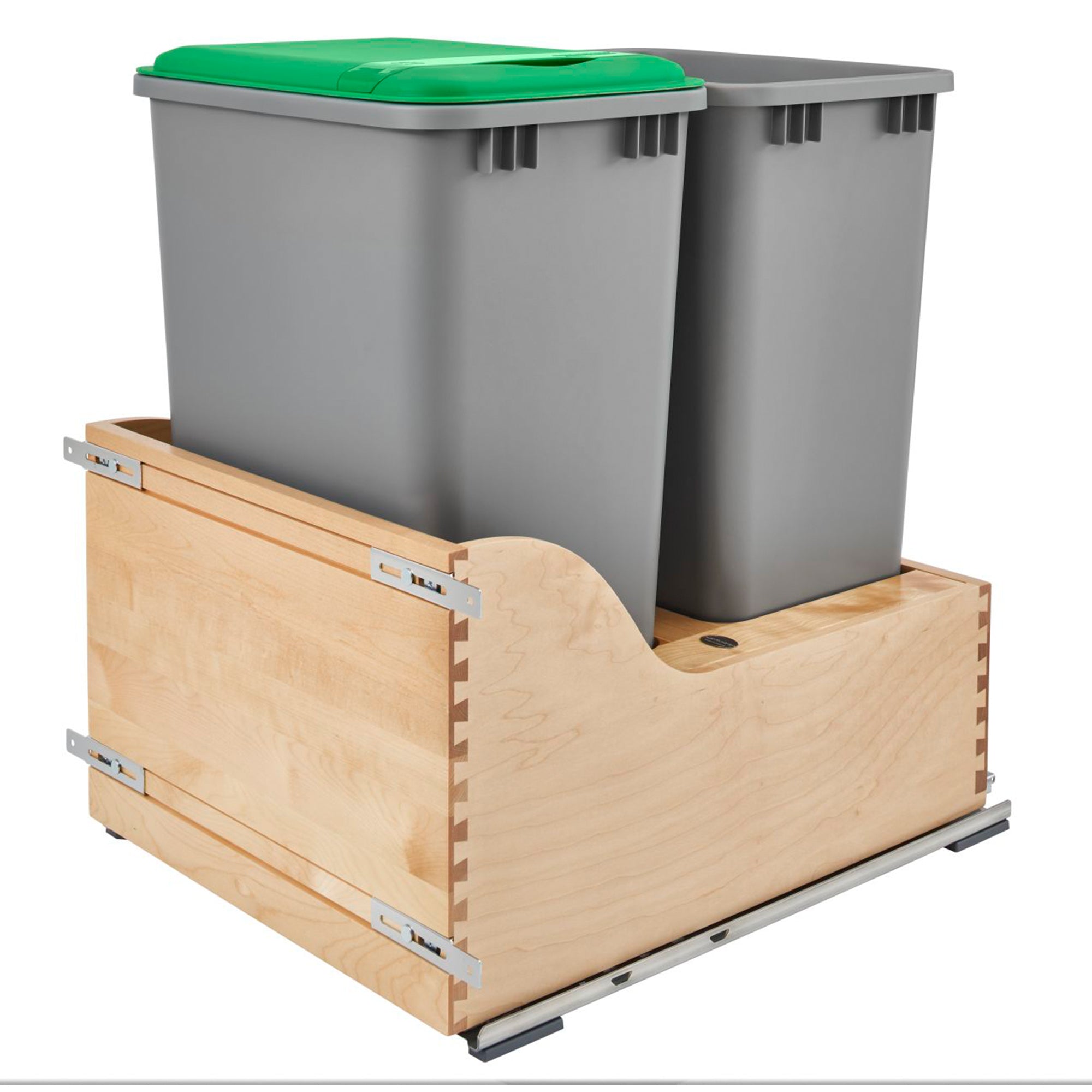 Rev-A-Shelf Dual Pullout Trash Cans 50 qt. with Soft-close Slides, 4WCSC-2150DM-2 - VMInnovations