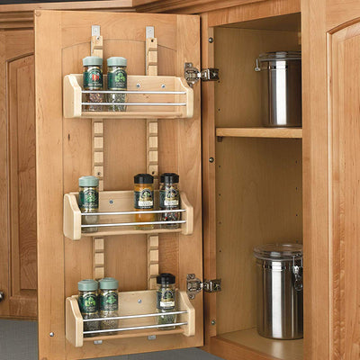 Rev-A-Shelf 4ASR-15 Small 3-Shelf Cabinet Door Mount Wood Spice Rack (Open Box)