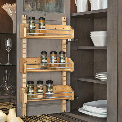 Rev-A-Shelf 4ASR-15 Small Adjustable 3-Shelf Cabinet Door Mount Wood Spice Rack (For Parts)