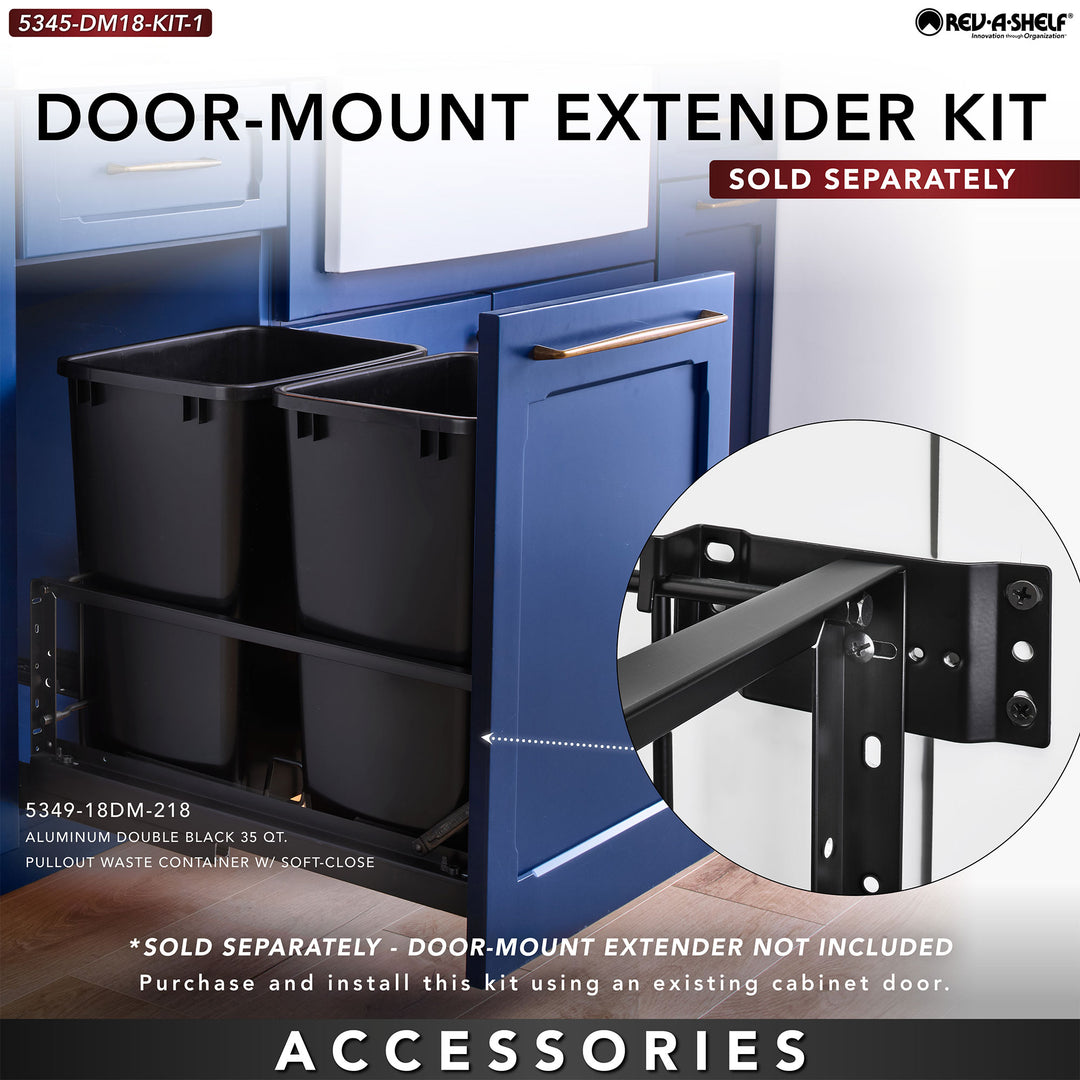 Rev-A-Shelf Double Pullout 50 qt. Kitchen Trash Can w/ Soft-Close, 5349-2150DM-2