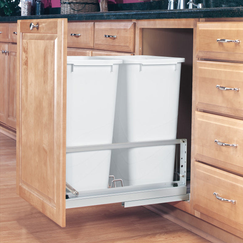 Rev-A-Shelf Double Pull Out 50 Qt Kitchen Trash Can w/ Soft-Close, 5349-2150DM-2