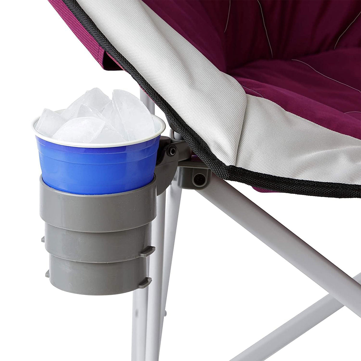 Core Equipment Padded Round Moon Camping Folding Chair, Wine (For Parts)