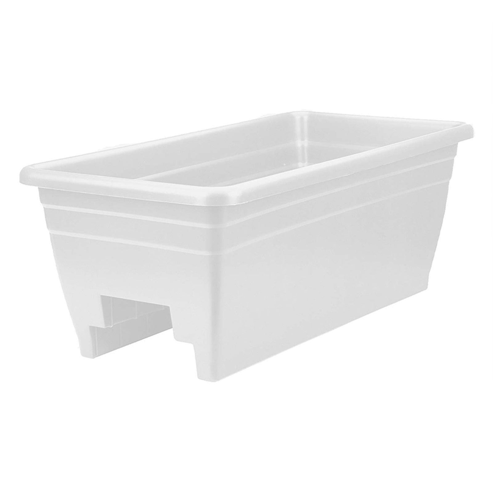 HC Companies 24 Inch Deck Rail Box Planter with Drainage Holes, 2 Pack, White - VMInnovations