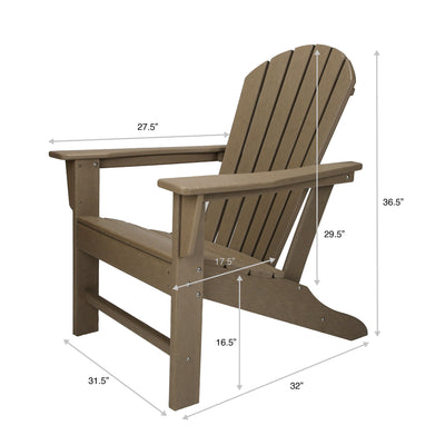 Leisure Classics UV Protected Indoor Outdoor Adirondack Lounge Deck Chair, Taupe