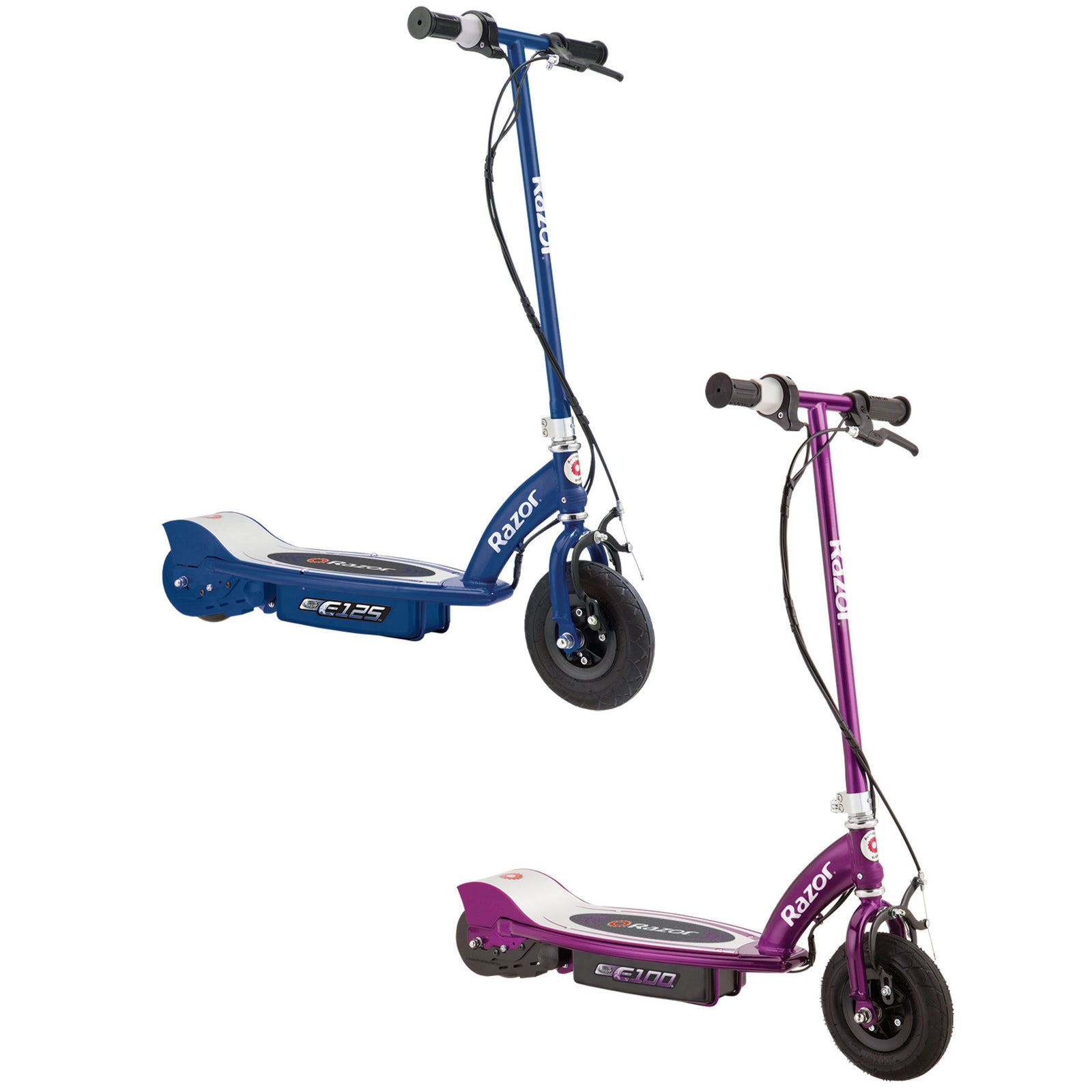 Razor E100 & E125 Kids 24V Electric Battery Powered Toy Scooters, Blue & Purple - VMInnovations