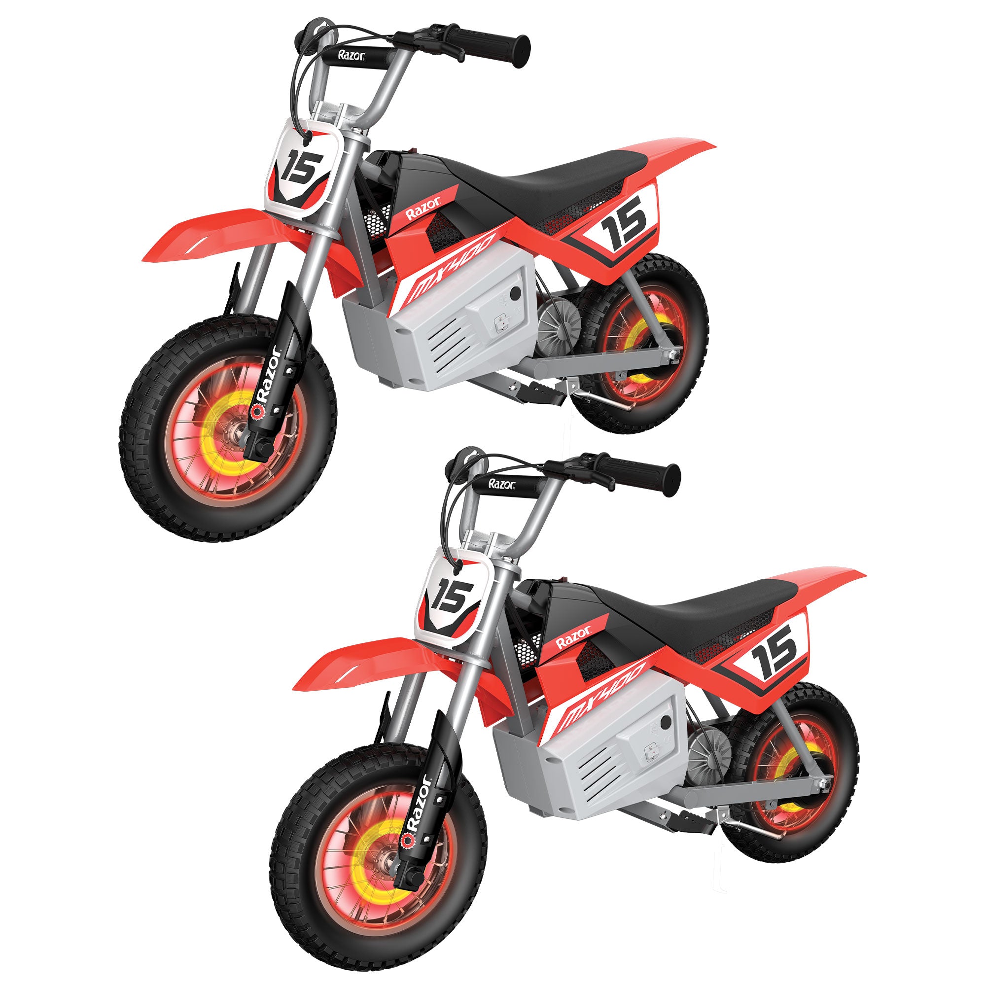 Razor MX400 Dirt Rocket 24V Toy Motocross Motorcycle Dirt Bike, Red (2 Pack)
