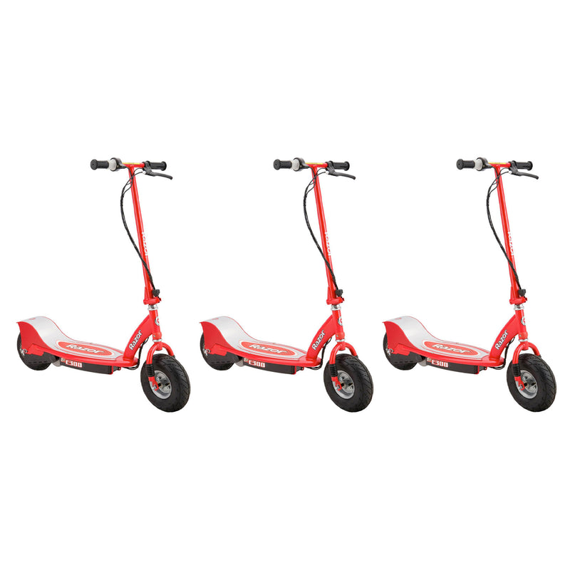 Razor E300 Ride-On High-Torque Motorized Electric Powered Scooter, Red (3 Pack)