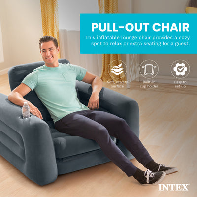 Intex Inflatable Pull Out Sofa Chair with Twin Sized Air Bed Mattress (Open Box)