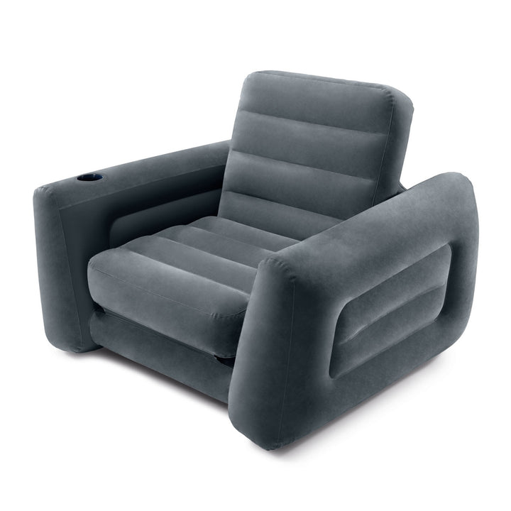 Intex Inflatable Pull Out Sofa Chair Sleeper with Twin Sized Air Bed Mattress