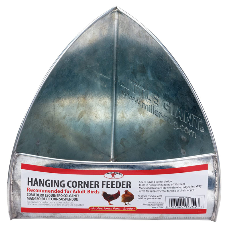 Miller Manufacturing Company Hanging Corner Poultry Feeder, Galvanized Steel - VMInnovations