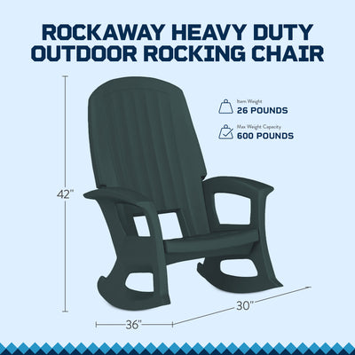 Semco Plastics Rockaway Heavy Duty All-Weather Outdoor Rocking Chair, Green - VMInnovations