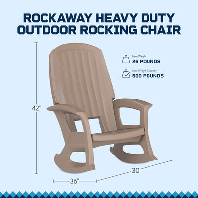 Semco Plastics SEMS Recycled Plastic Patio Rocking Chair, Taupe (Open Box) - VMInnovations