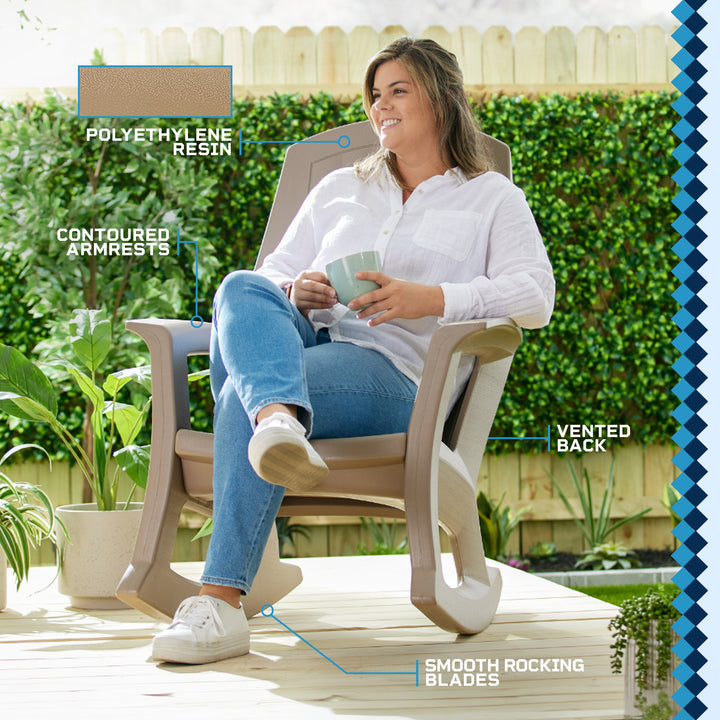 Semco Plastics SEMS Recycled Plastic Patio Rocking Chair, Taupe (Open Box)