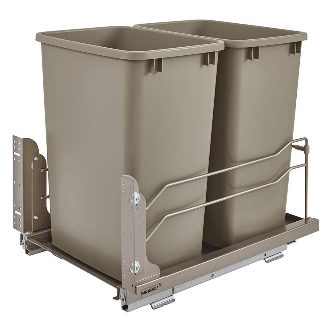 Rev-A-Shelf Double Pullout Trash Cans 35 qt. with Soft-close, 53WC-1835SCDM-212