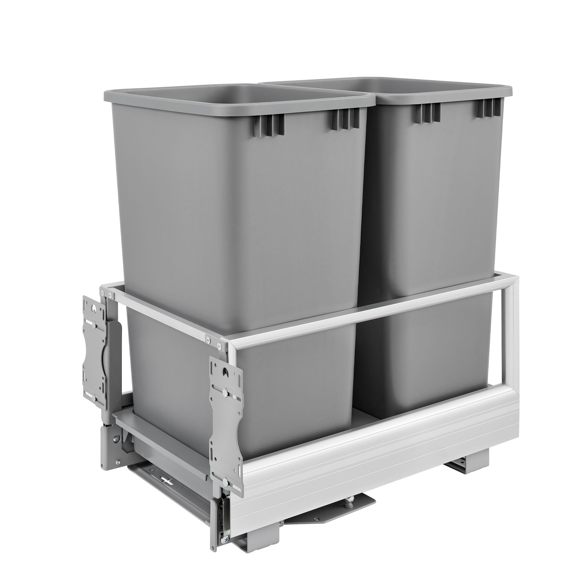 Rev-A-Shelf Double Pullout Kitchen Trash Can 50 qt., Silver, 5149-2150DM-217 - VMInnovations