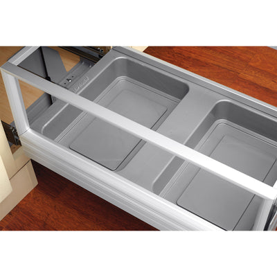 Rev-A-Shelf Double Pullout Kitchen Trash Can 50 Qt, Silver, 5149-2150DM-217