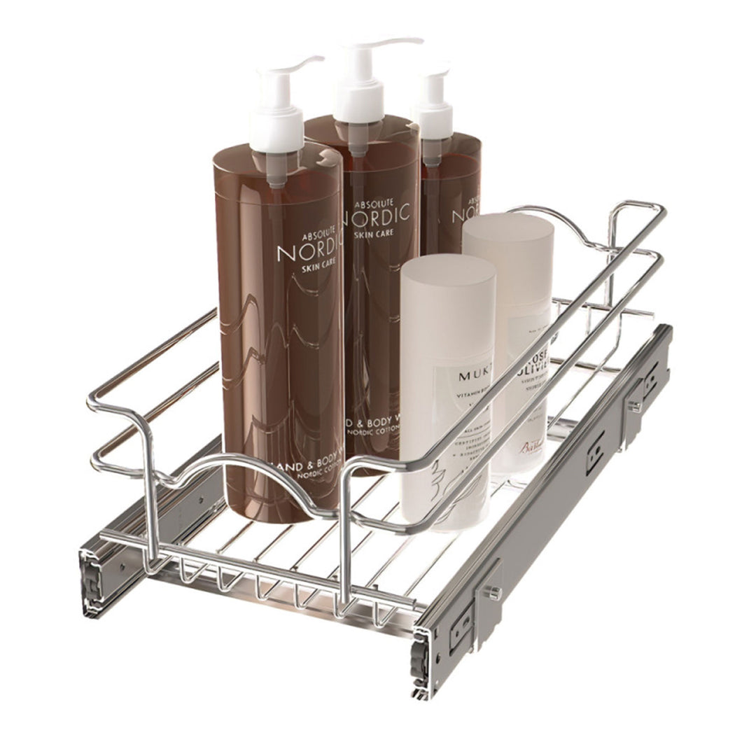 Rev-A-Shelf Pullout Basket Organizer for Kitchen or Vanity Cabinets, 8.5"x18", 5WB1-0918CR-1