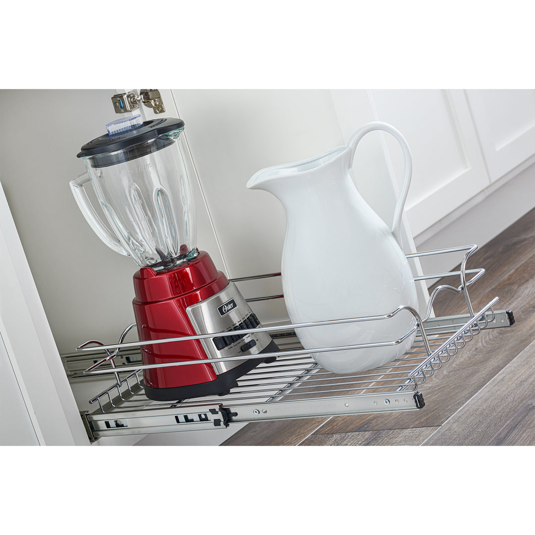 Rev-A-Shelf Pullout Basket Organizer for Kitchen or Vanity Cabinets, 8.5"x18", 5WB1-0918CR-1