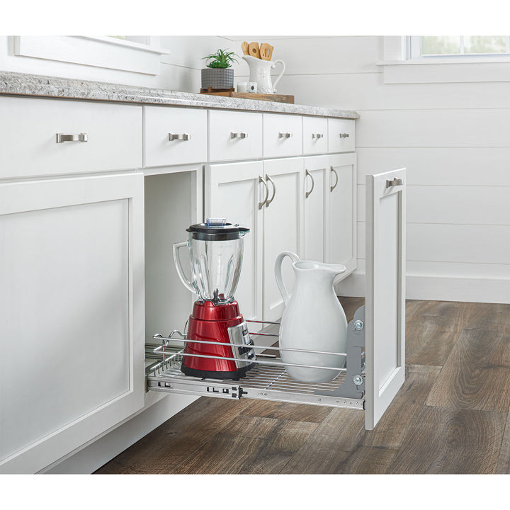 Rev-A-Shelf Pullout Single Basket Organizer for Kitchen Cabinets, 12 x 22 in, 5WB1-1222CR-1