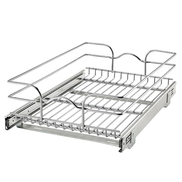 Rev-A-Shelf Pullout Single Basket Organizer for Kitchen Cabinets, 5WB1-1522CR-1