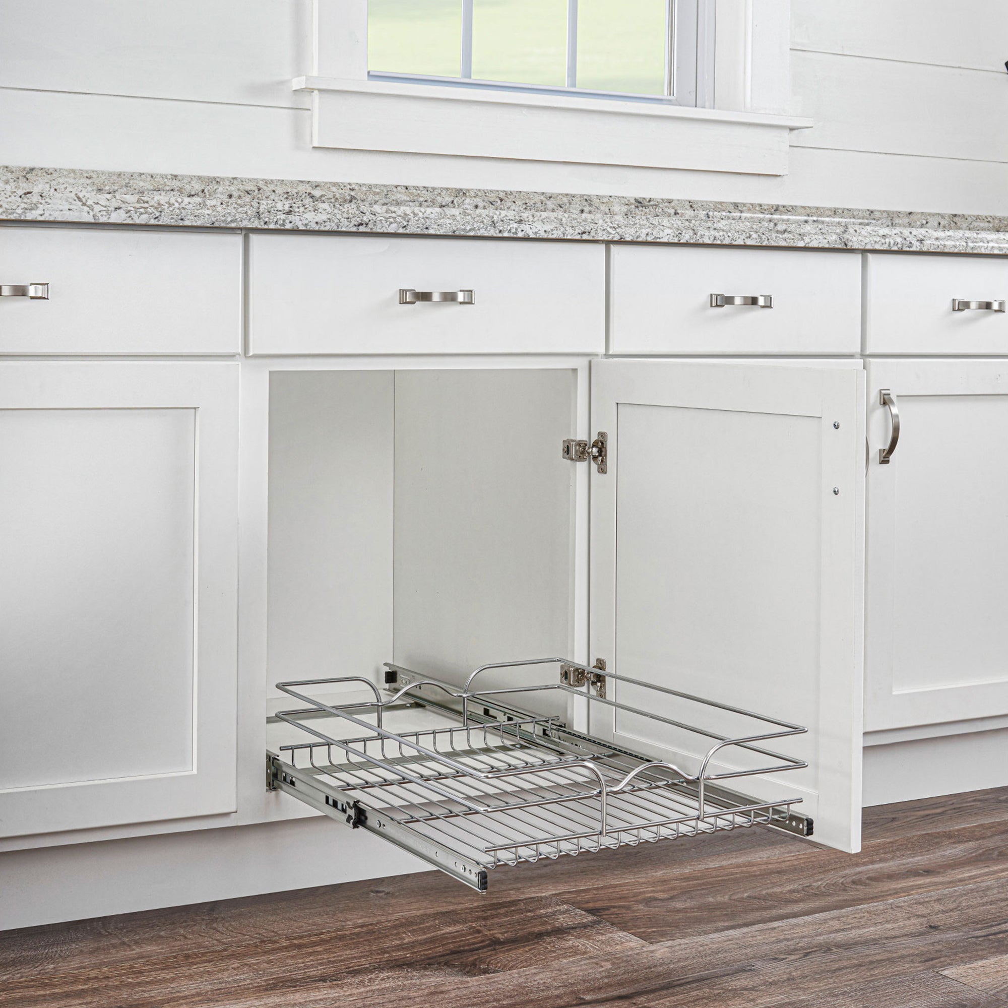 Rev-A-Shelf Pullout Single Basket Cabinet Organizer, 15 x 22, 5WB1-1522CR-1