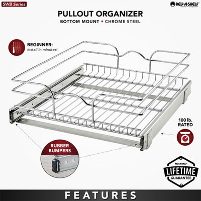 Rev-A-Shelf Pullout Basket Organizer for Kitchen or Vanity Cabinets, 18 x 20 In, 5WB1-1820CR-1 - VMInnovations