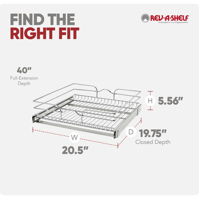 Rev-A-Shelf Pullout Basket Organizer for Kitchen or Vanity Cabinets, 21 x 20 In, 5WB1-2120CR-1 - VMInnovations