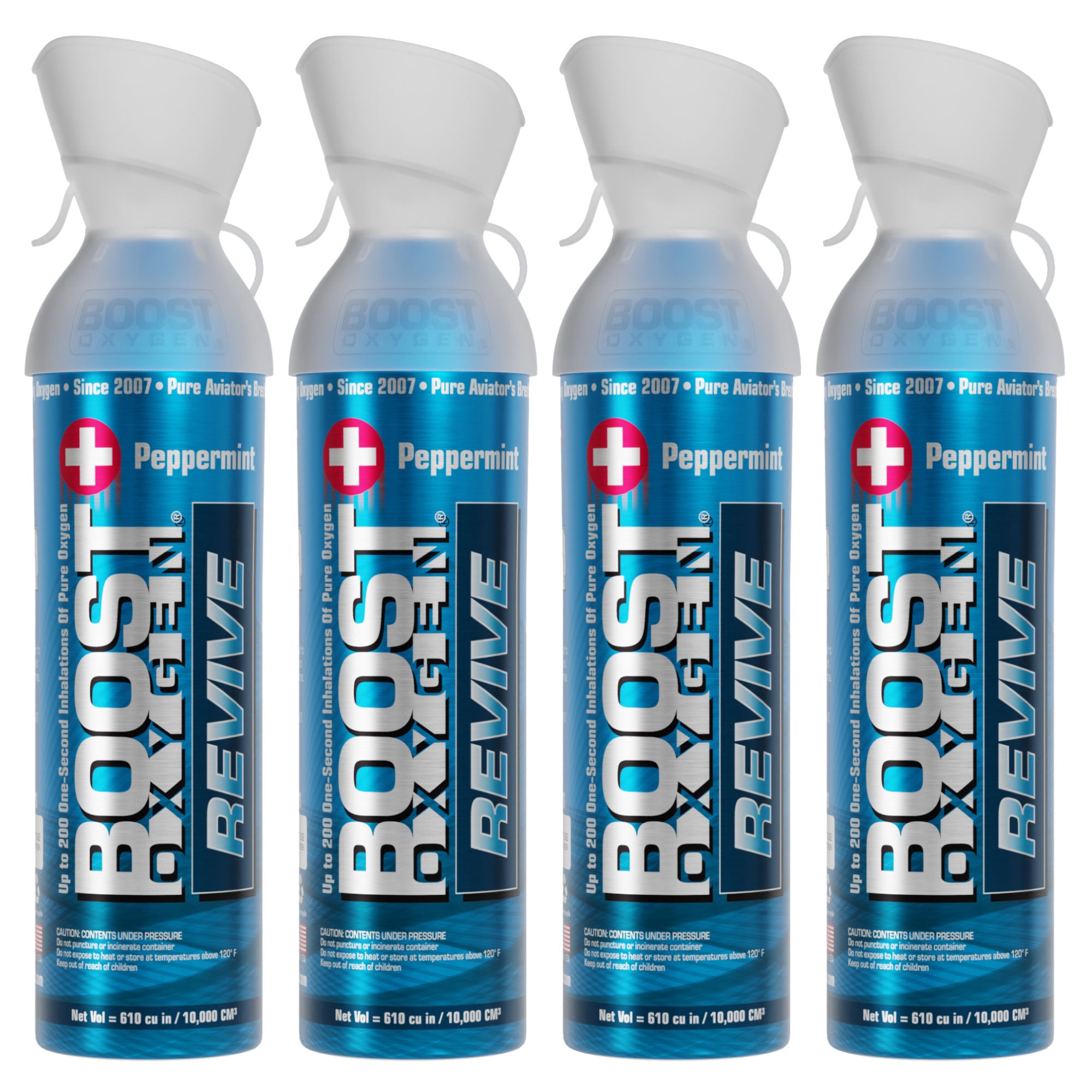 Boost Oxygen Natural Portable 10 Liter Pure Oxygen Canister, Peppermint (4 Pack) - VMInnovations