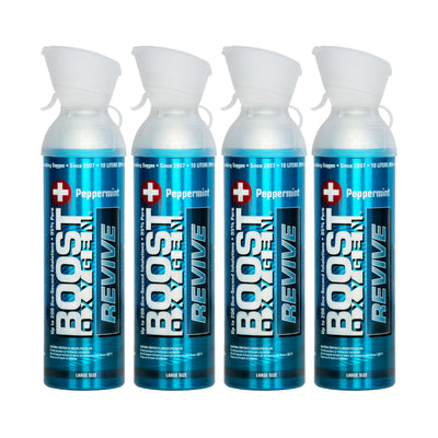 Boost Oxygen Natural Portable 10 Liter Pure Oxygen Canister, Peppermint (4 Pack)