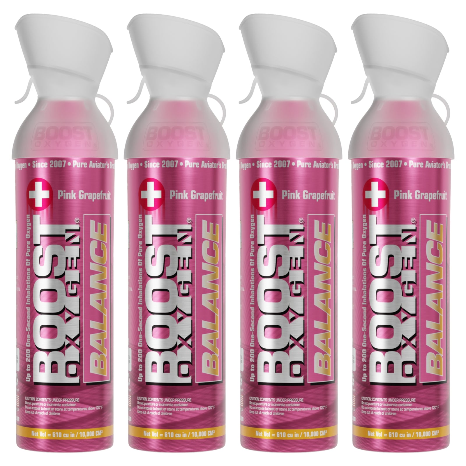 Boost Oxygen Natural Portable 10 Liter Pure Oxygen Canister, Grapefruit (4 Pack) - VMInnovations